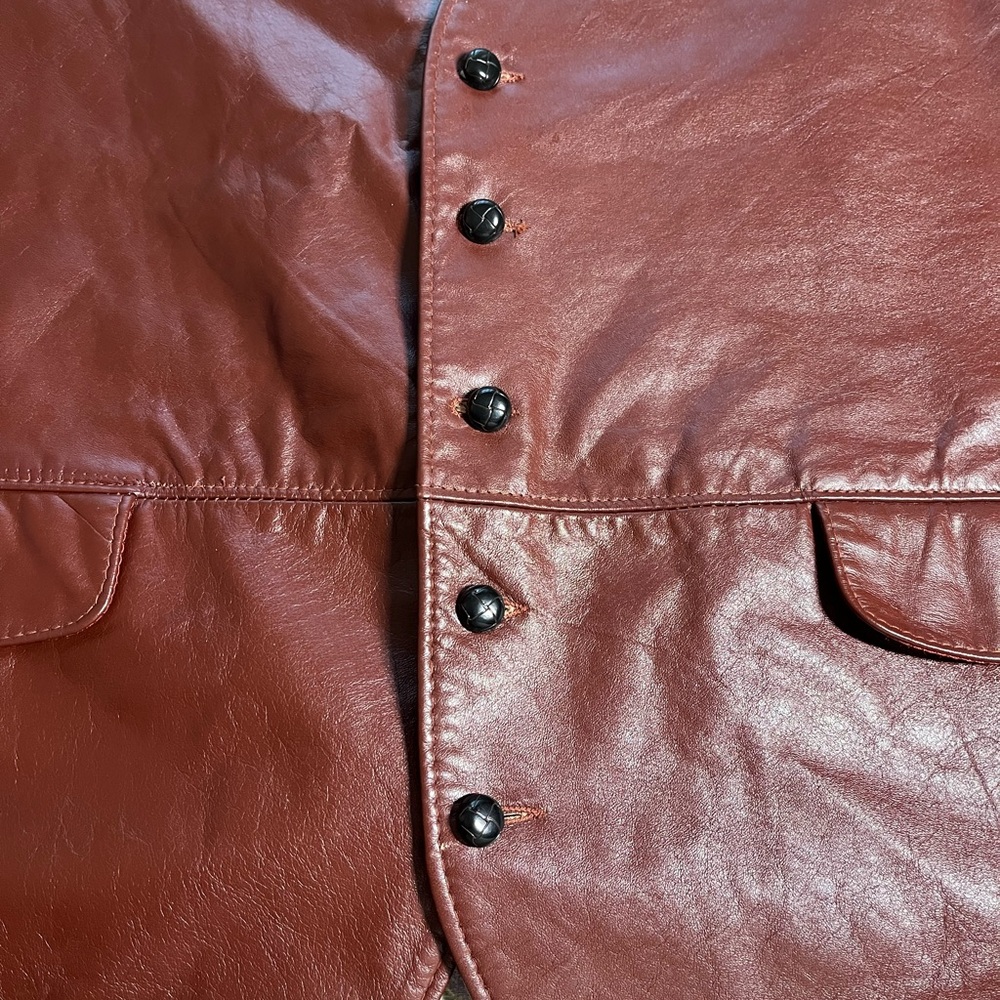 Vintage Men's Leather Vest (Wine) JcPenney 46 TALL - Picture 7 of 15